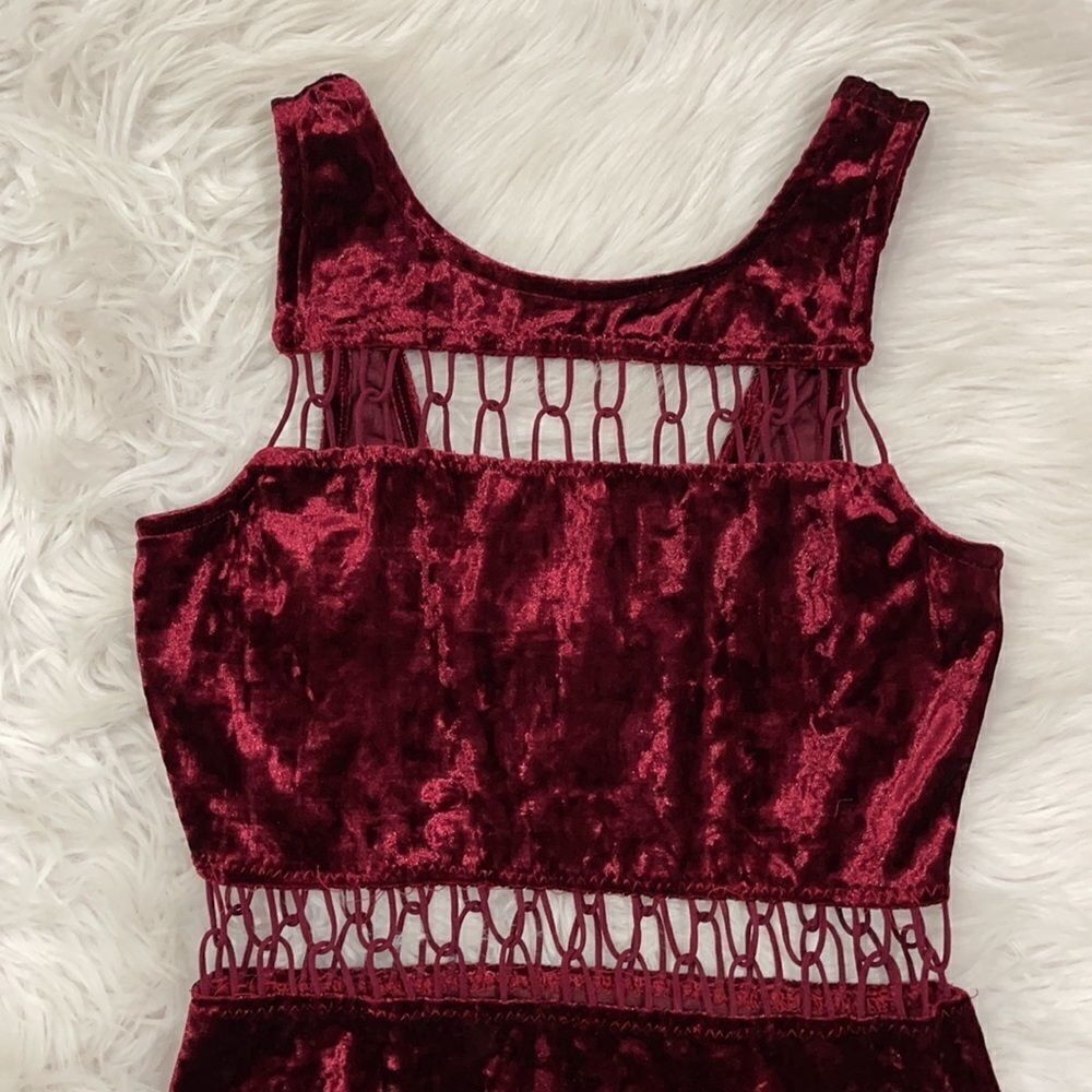 STARING At Stars Crushed Velvet Cutout Bodysuit M - Picture 2 of 15